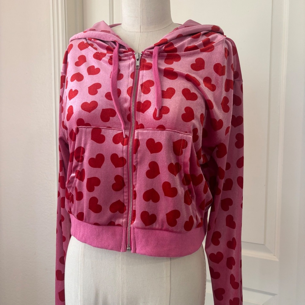 Sugar Thrillz Jennifer's Body Velour Heart Cropped Zip Up Hoodie Dolls Kill XL